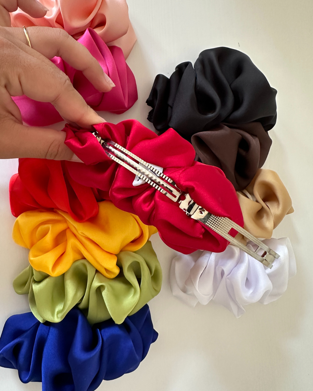 colourful satin hair clip