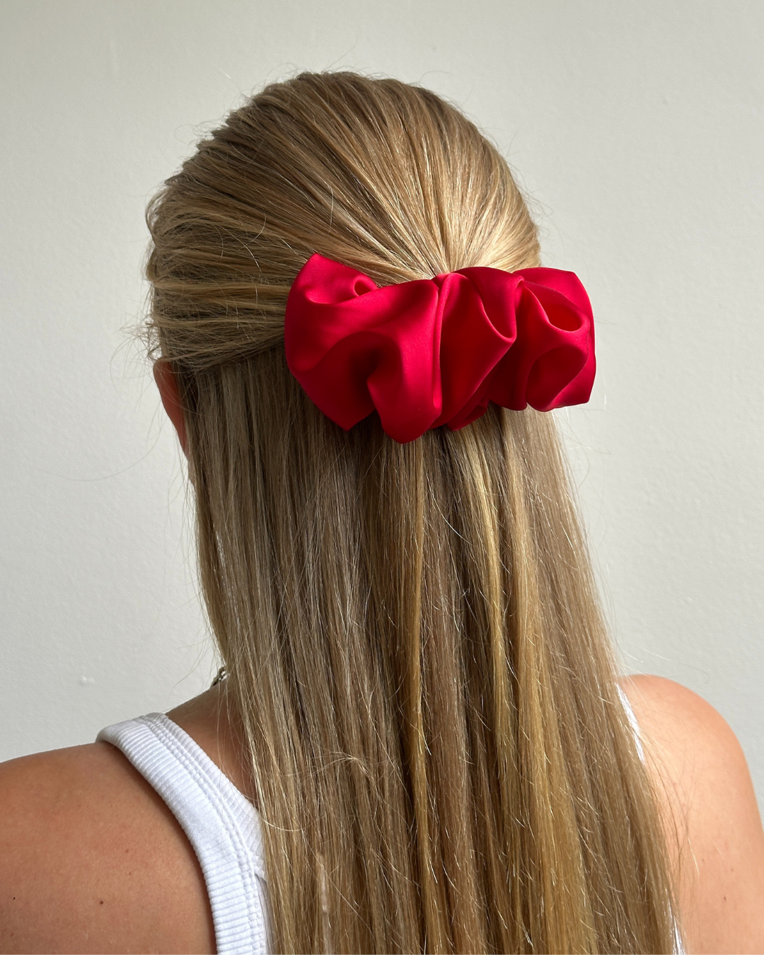 colourful satin hair clip red