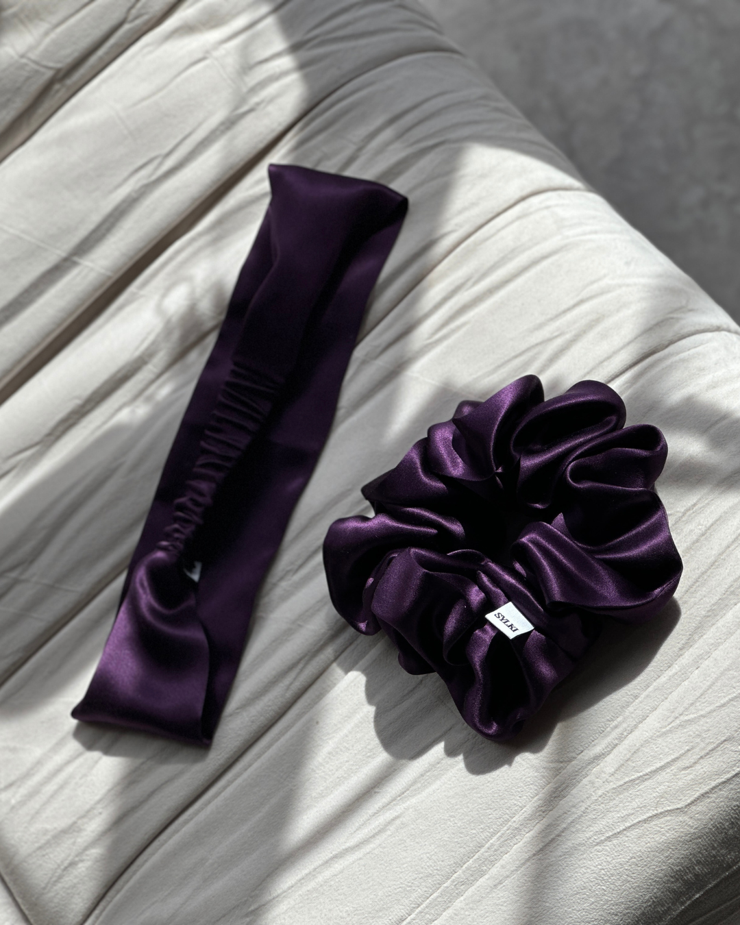 Silk Headband - Plum - Wide