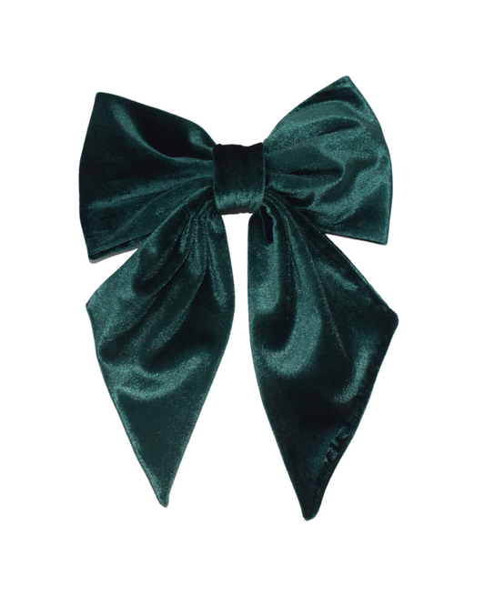 Hair bow - Dark Green Velvet